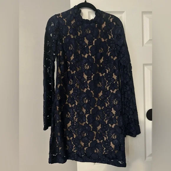 Wayf long sleeve lace navy blue dress - Picture 2 of 8